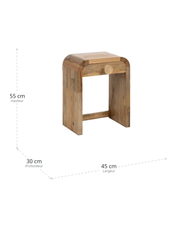 Dimensions de Table de chevet IXIA naturelle