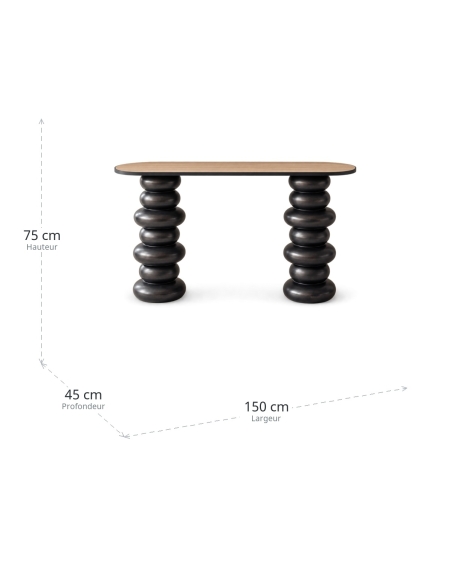 Dimensões de Consola IXIA natural e preto