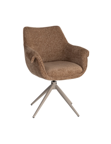 Vista aislada : Silla giratoria tejido marrón con base metálica taupe