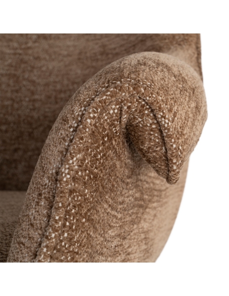Detail : Drehstuhl brauner Stoff mit taupefarbenem Metallfuß