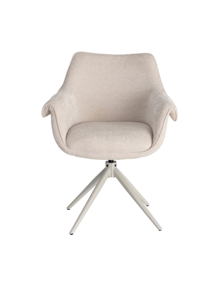 Detail : swivel chair cream metal base, light beige shell with arms