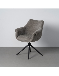 Isolated view : swivel chair anthracite mottled with black metal base 2