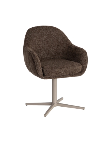 Vista aislada : Silla giratoria marrón oscuro base metálica topo