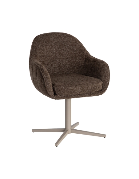 Vista isolada : Cadeira giratória castanho escuro base metálica taupe