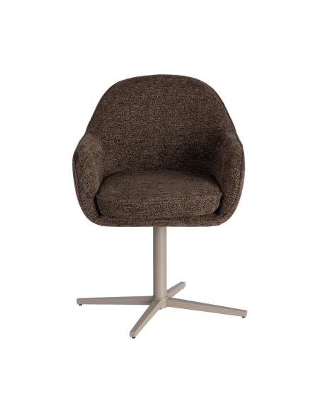 Detalle : Silla giratoria marrón oscuro base metálica topo