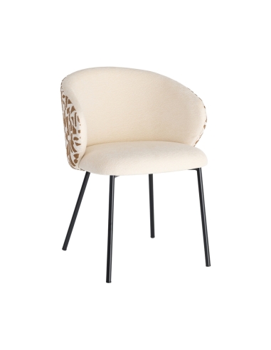 Vista aislada : Silla contract estampado ladrillo crudo y patas metal negras