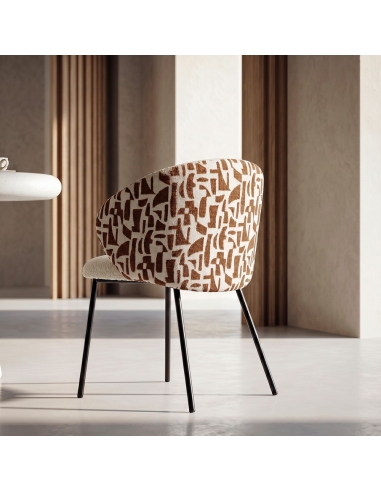 Room view : contract chair with brick ecru print shell and black metal legs