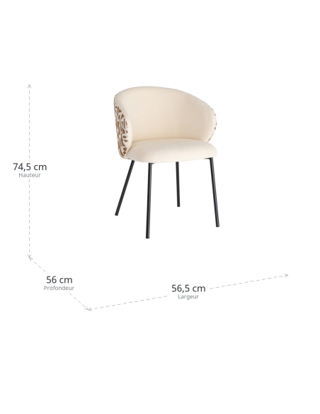 Dimensions : contract chair with brick ecru print shell and black metal legs