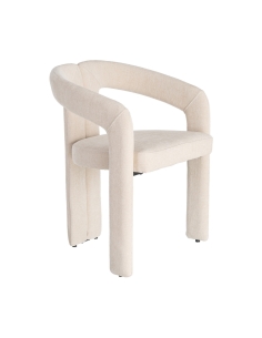 Vue détourée : Fauteuil de table crème en tissu contract avec dossier ajouré