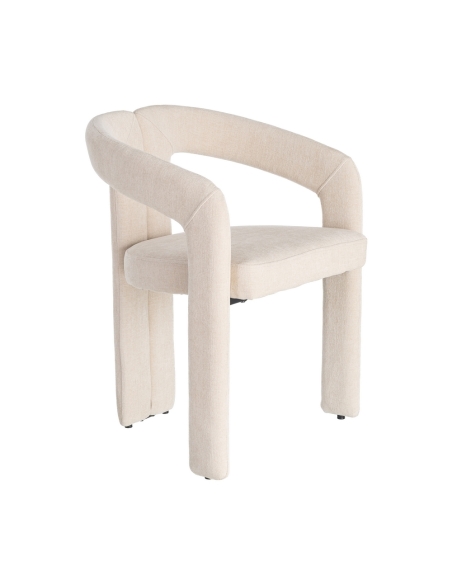Vue détourée : Fauteuil de table crème en tissu contract avec dossier ajouré