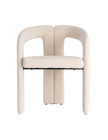 Détail : Fauteuil de table crème en tissu contract avec dossier ajouré