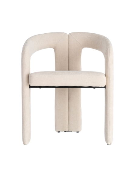 Détail : Fauteuil de table crème en tissu contract avec dossier ajouré