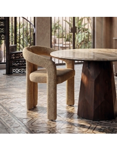 Isolated view : beige rounded armchair for contract use 2
