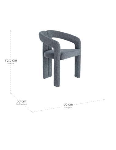 Dimensiones : Sillón tapizado azul jaspeado, estructura metal contract