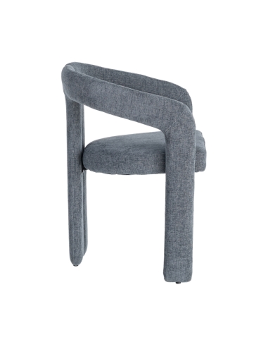 Detail : blue mottled fabric armchair, metal frame contract use