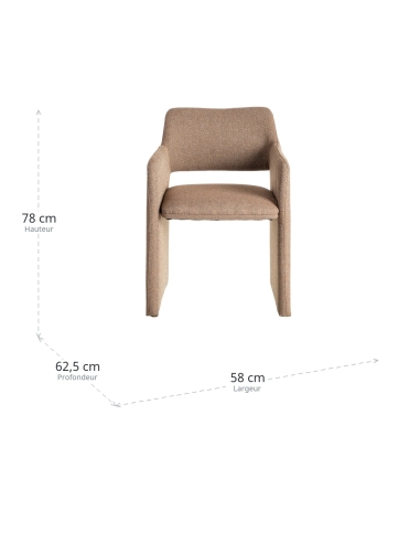 Dimensions : TANG brown chevron fabric armchair-style chair with side panels