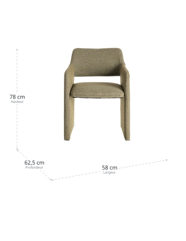 Dimensiones : Silla TANG verde en tejido chevron con estructura metálica