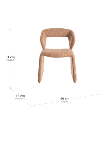 Dimensions : Chaise tissu contract saumon moucheté à base panneaux évasés