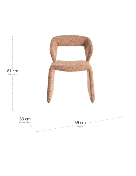 Dimensions : contract chair in speckled salmon fabric with flared panel base
