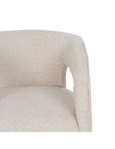 Detail : Low lounge chair beige in boucle fabric for living room