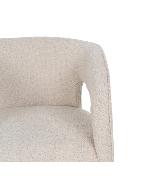 Dettaglio : Poltroncina lounge bassa beige in tessuto bouclé