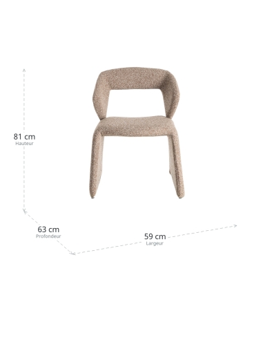 Dimensiones : Silla de salón beige jaspeado en tela y metal