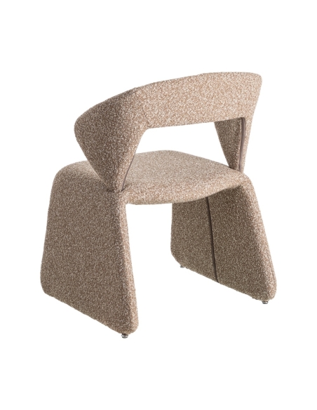 Detail : beige mottled fabric lounge chair with metal frame