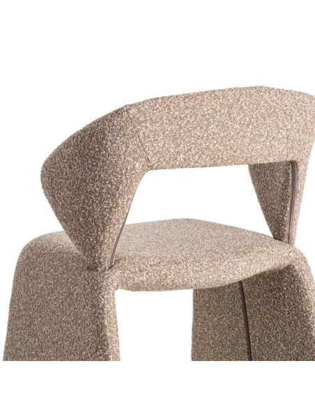Detail : beige mottled fabric lounge chair with metal frame