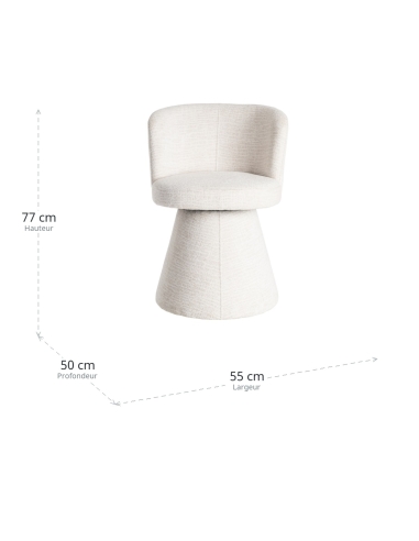 Dimensiones : Silla salón crema giratoria en tejido con base central