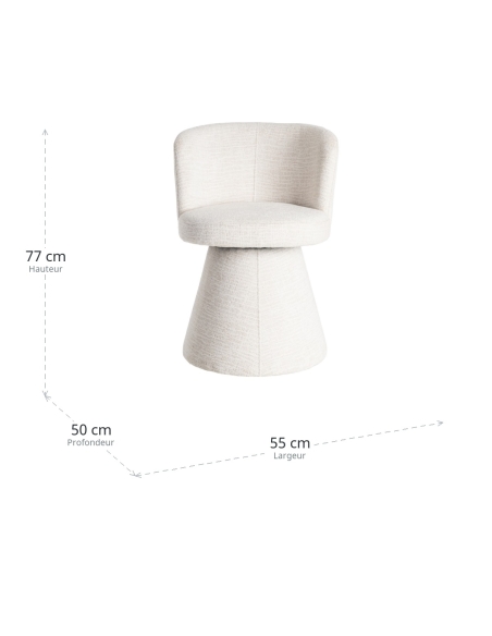 Dimensões : Cadeira de sala creme giratória em tecido com base central