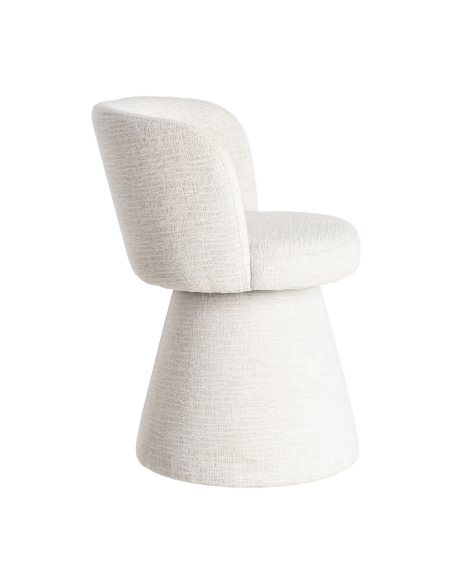 Détail : Chaise de salon crème en tissu avec pied central pivotant