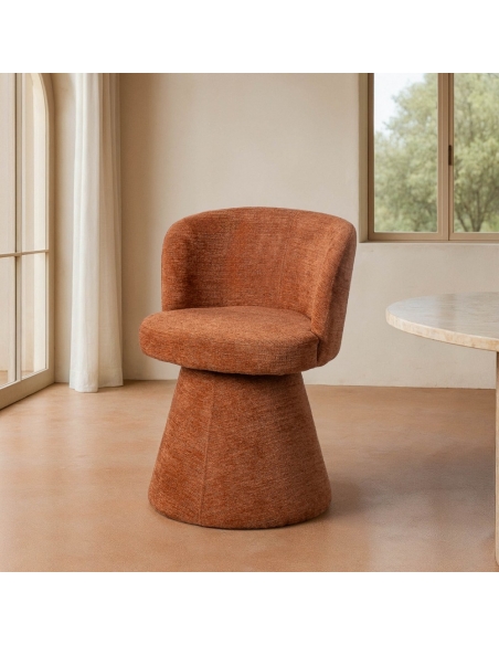 Room view : Living room chair pumpkin fabric with auto-return swivel base