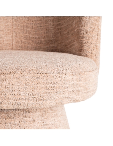 Détail : Chaise de salon pêche rose, assise ronde pivotante retour auto