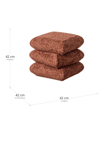 Dimensioni : Pouf cubo in tessuto bouclé color terracotta