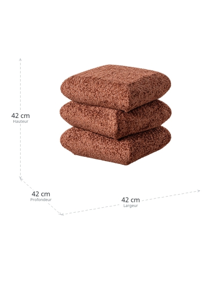 Dimensions : Pouf cube en tissu bouclé tuile