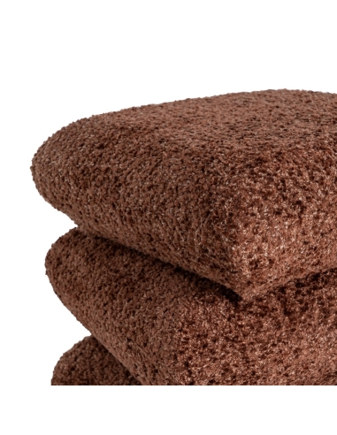 Détail : Pouf cube en tissu bouclé tuile