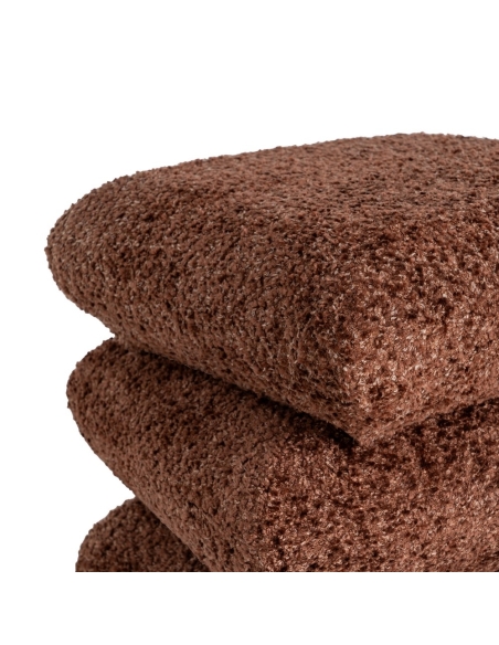 Detail : Würfel-Pouf aus Bouclé-Stoff in Ziegelfarbe