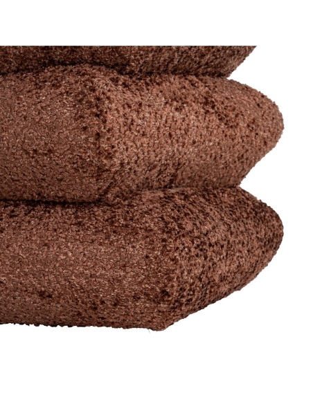 Détail : Pouf cube en tissu bouclé tuile