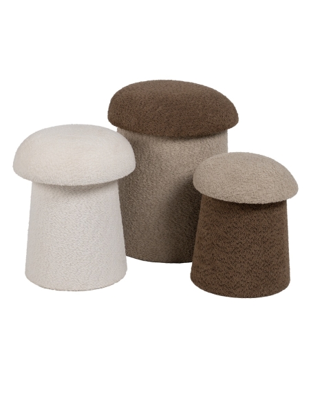 Detail : 2er-Set zylindrische Poufs beige und braun aus Stoff