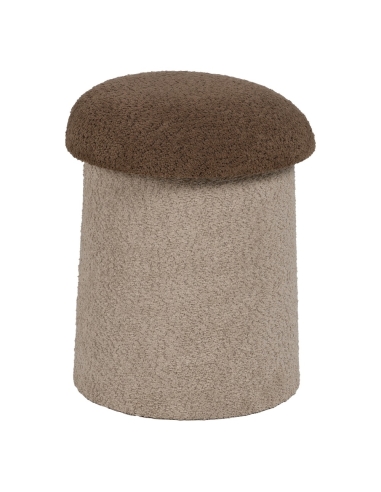 Detail : Set van 2 cilindervormige poefs beige en bruin stof