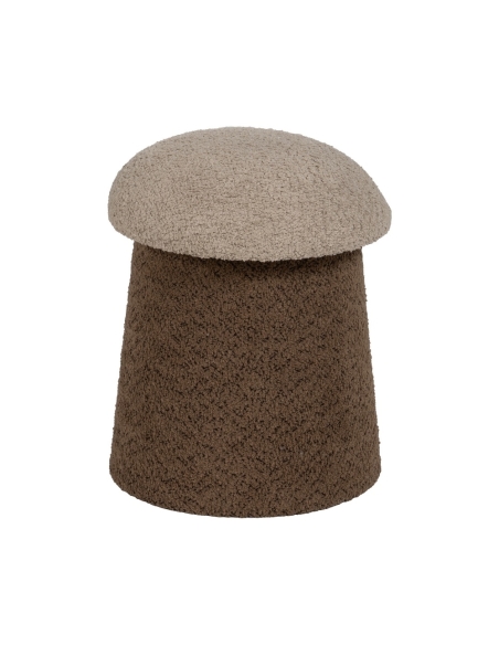 Detail : Set van 2 cilindervormige poefs beige en bruin stof