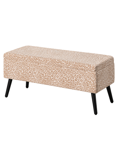 Vue détourée : Banc coffre Malle crème-beige motif animal avec rangement