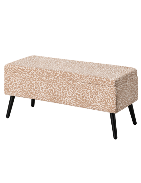 Vista isolata : Panca contenitore Malle crema-beige fantasia animale