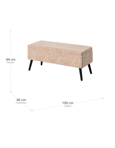Dimensions : Banc coffre Malle crème-beige motif animal avec rangement