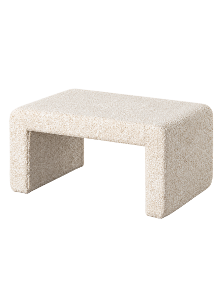 Isolated view : Cream fabric bench with DM arch legs