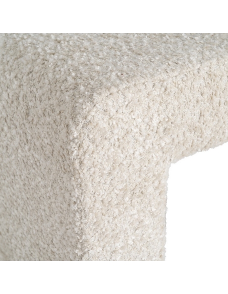 Détail : Banc crème en tissu avec pieds arche en DM