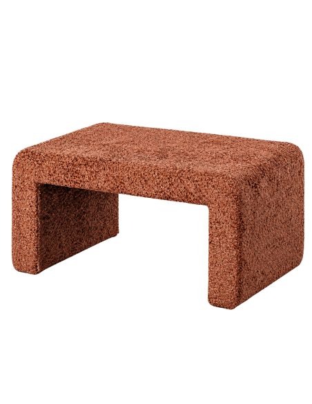 Isolated view : Low bench in tile-coloured fabric with arch base