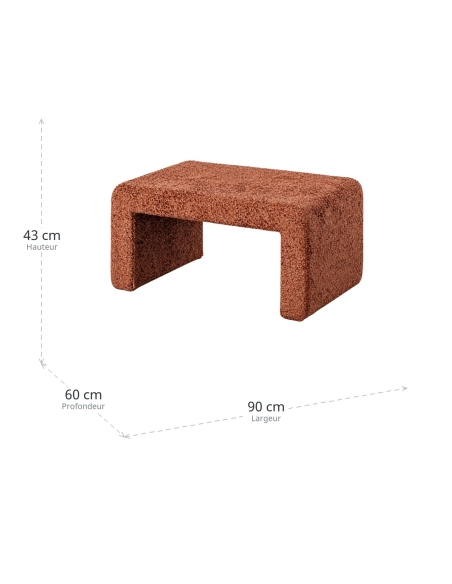 Dimensões : Banco baixo em tecido tijolo com base em arco