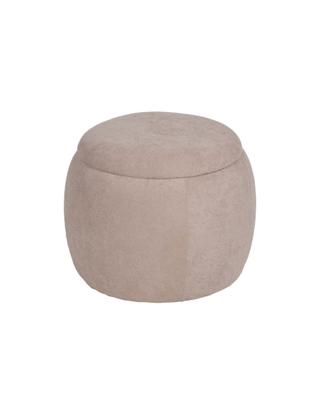 Vista isolata : Pouf contenitore rotondo MALLE beige tessuto