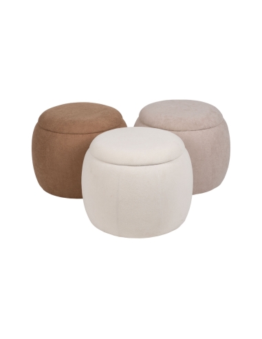 Detail : Ronde opbergpoef MALLE beige stof